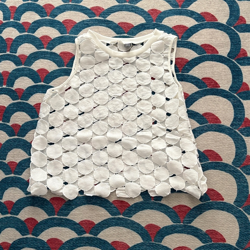 SHEIN White Circle Pattern Top